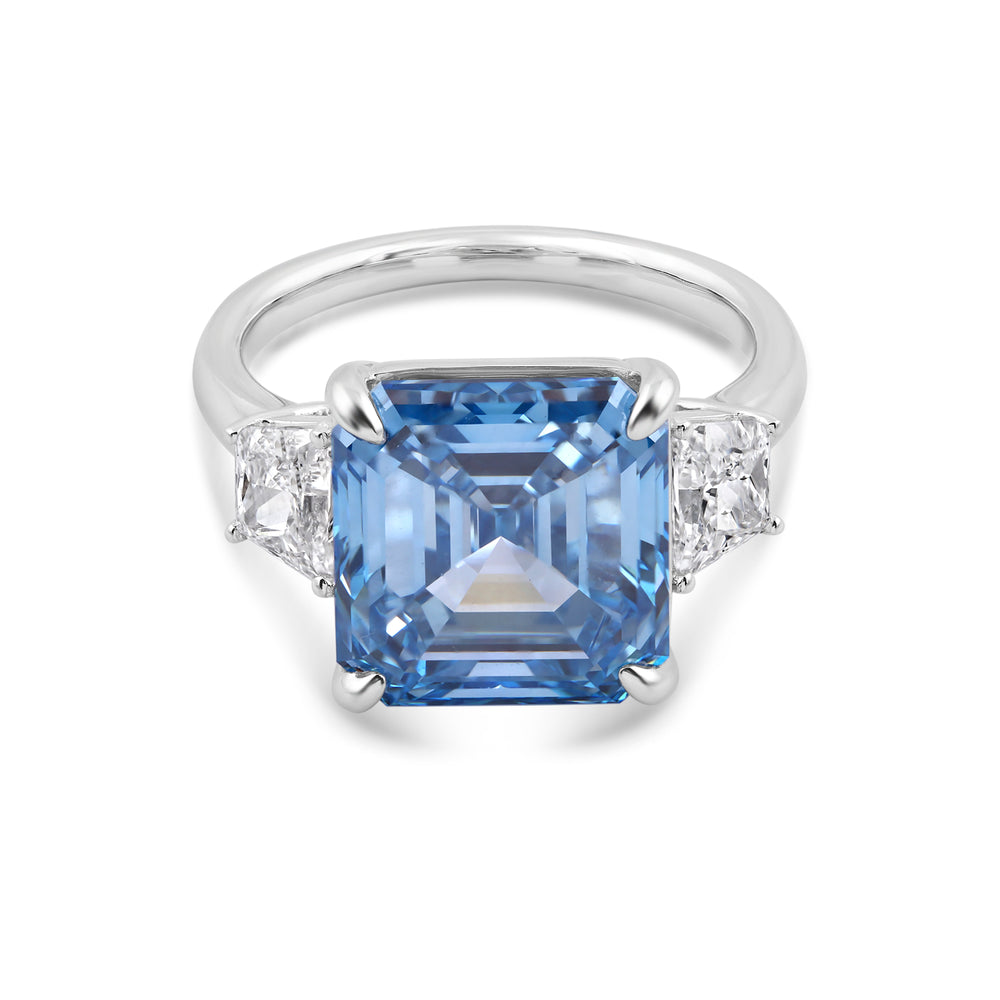 Lab Cut The Blue Note Ring with Lab Grown Diamond in 14KT White Gold view 1
