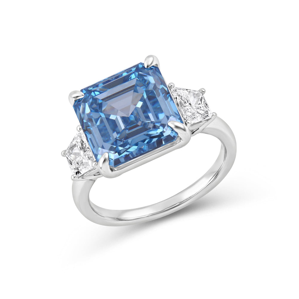 Lab Cut The Blue Note Ring with Lab Grown Diamond in 14KT White Gold view 3
