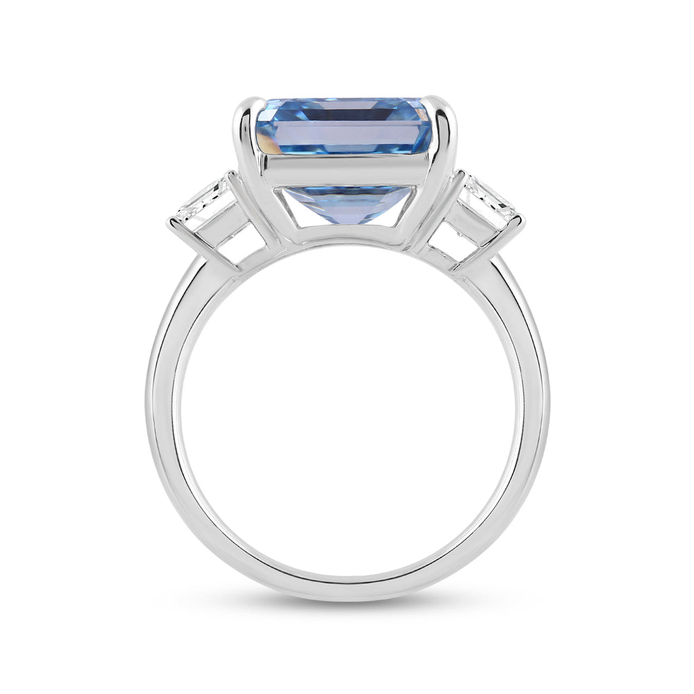 Lab Cut The Blue Note Ring with Lab Grown Diamond in 14KT White Gold view 2

