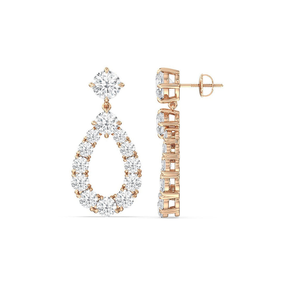 Elegance Tear Drop Earrings with 14KT Rose Gold / Lab / 7 3/4 Cut Diamond in 14KT Rose Gold / Lab / 7 3/4 view 2
