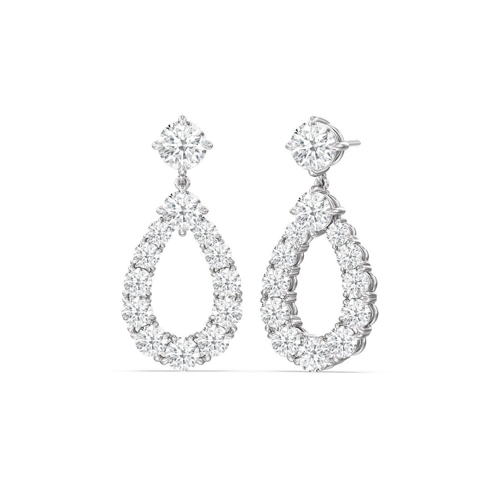 Elegance Tear Drop Earrings with 14KT White Gold / Lab / 7 3/4 Cut Diamond in 14KT White Gold / Lab / 7 3/4 view 1
