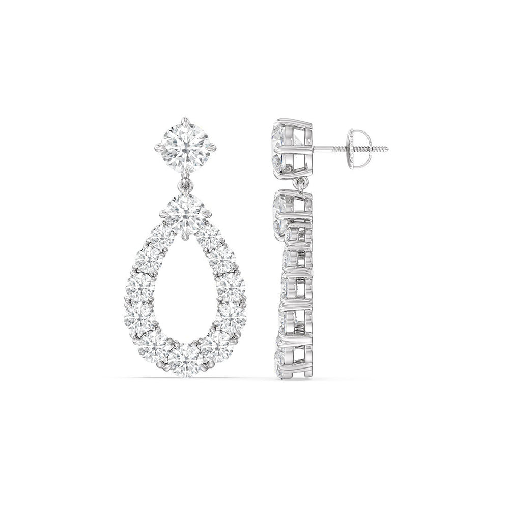 Elegance Tear Drop Earrings with 14KT White Gold / Lab / 7 3/4 Cut Diamond in 14KT White Gold / Lab / 7 3/4 view 2
