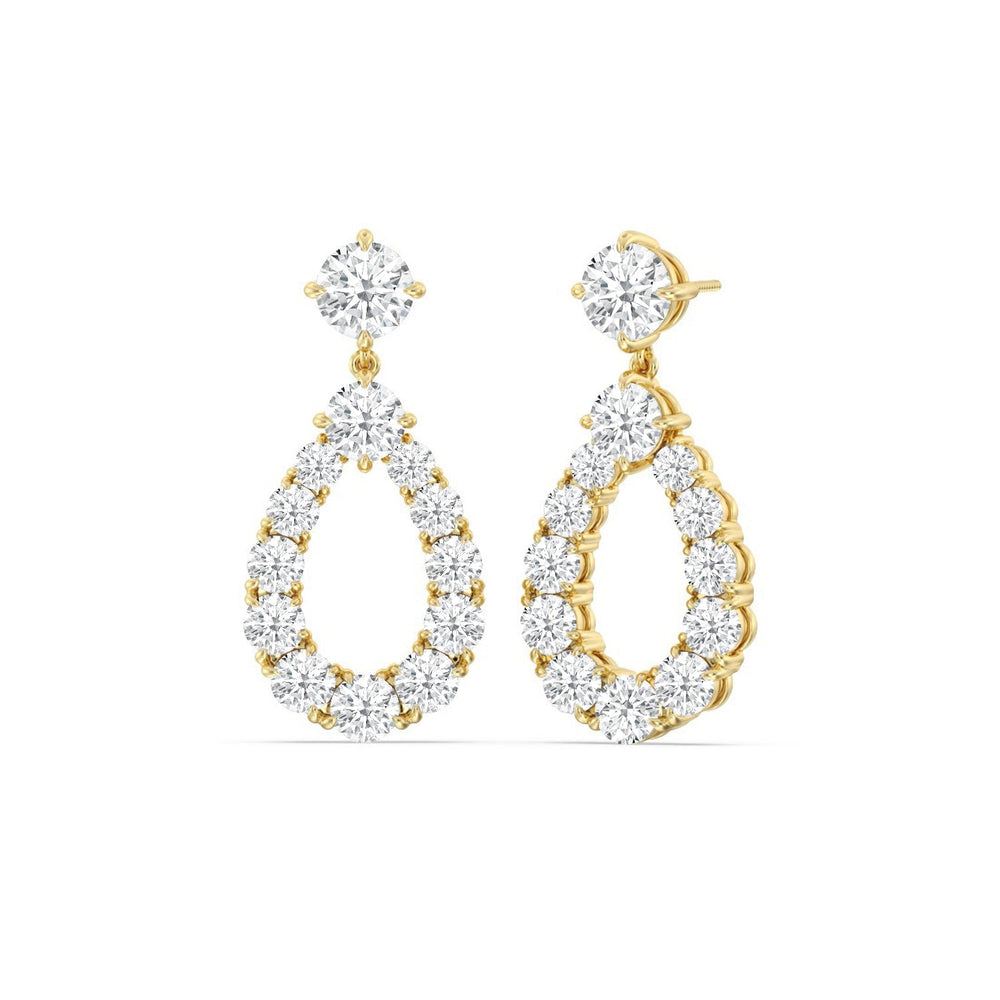 Elegance Tear Drop Earrings with 14KT Yellow Gold / Lab / 7 3/4 Cut Diamond in 14KT Yellow Gold / Lab / 7 3/4 view 1
