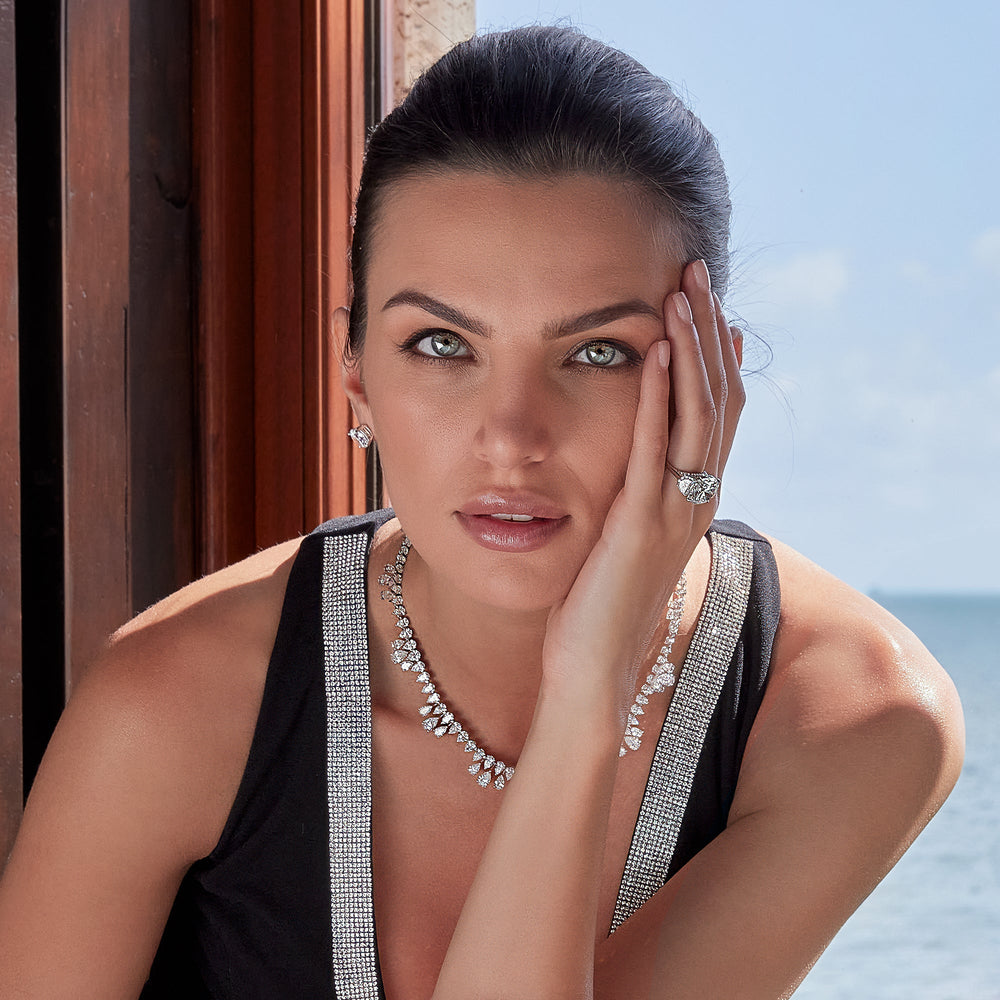 Model Wearing The Rosenstein Ring with Lab Grown Diamond view