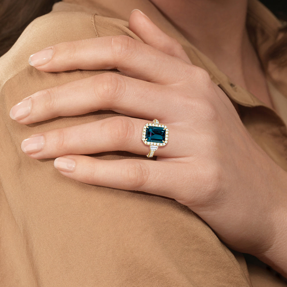 The Nocturne Ring with Created London Blue Topaz Cut Diamond in 14KT Platinum view 5
