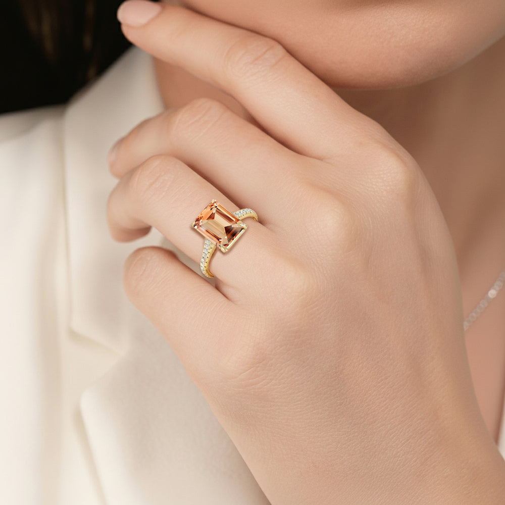 The Rosavira Ring with Created Morganite Cut Diamond in 14KT Platinum view 6
