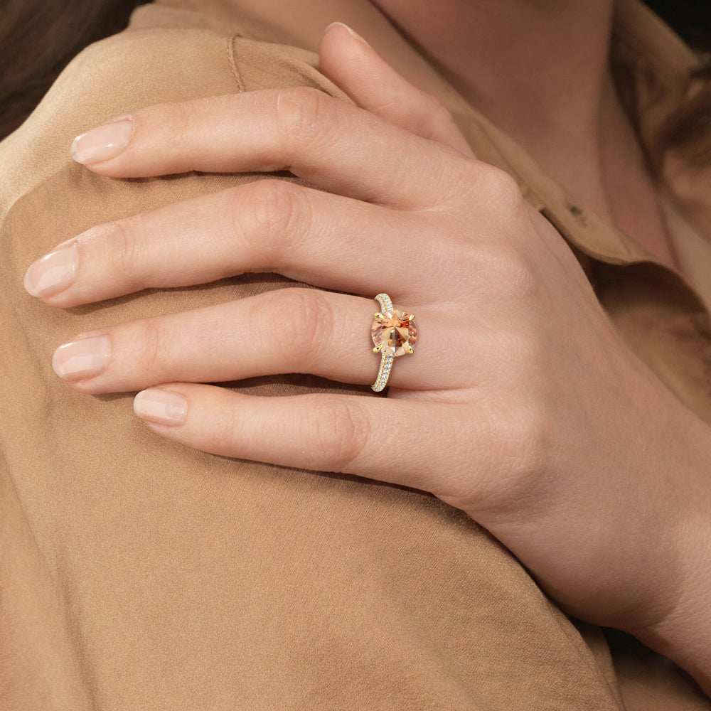 The Mariner Ring with Created Morganite Cut Diamond in 14KT Platinum view 6
