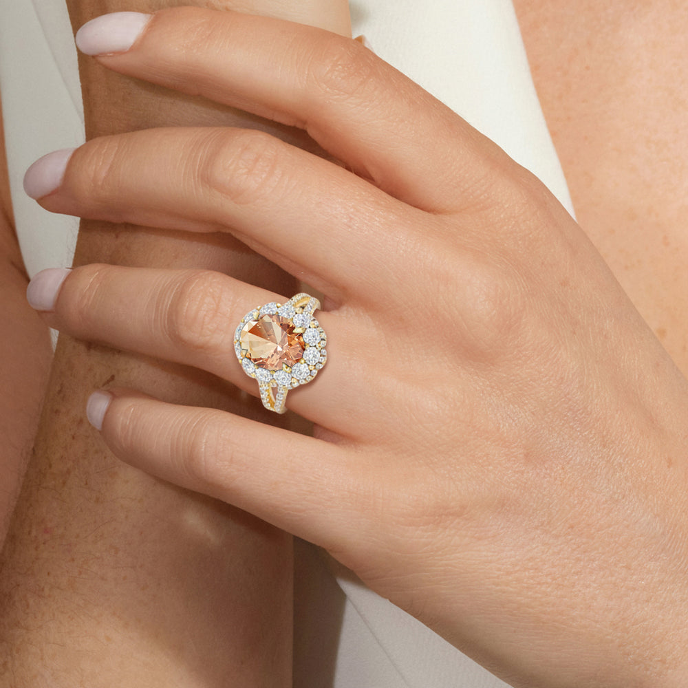 The Esmer Ring with Created Morganite Cut Diamond in 14KT Rose Gold view 4
