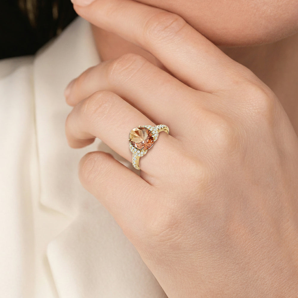 The Aurielle Ring with Created Morganite Cut Diamond in 14KT Platinum view 6
