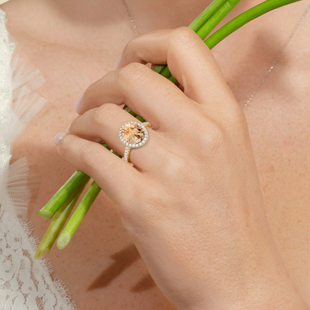 The Roselle Ring with Created Morganite Cut Diamond in 14KT Platinum view 6
