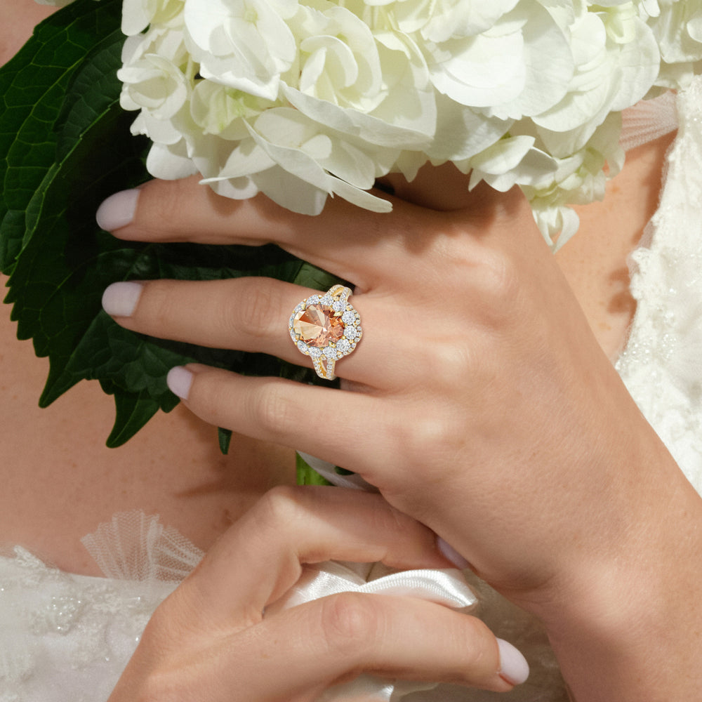 The Esmer Ring with Created Morganite Cut Diamond in 14KT Platinum view 5
