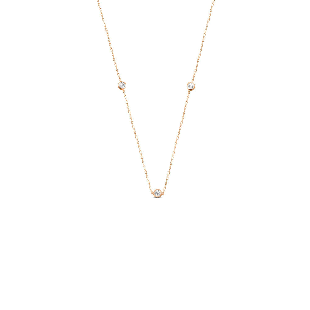 Five Stone Station Diamond Necklace with Lab Cut Diamond in 14KT Rose Gold view 1
