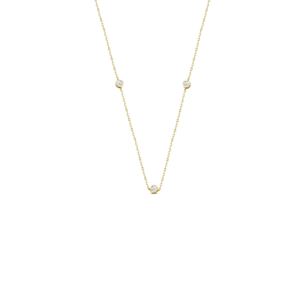 Five Stone Station Diamond Necklace with 14KT Yellow Gold / Lab / 1/2 Cut Diamond in 14KT Yellow Gold / Lab / 1/2 view 1
