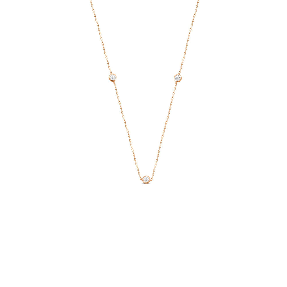 Five Stone Station Diamond Necklace with 14KT Rose Gold / Lab / 1 Cut Diamond in 14KT Rose Gold / Lab / 1 view 1
