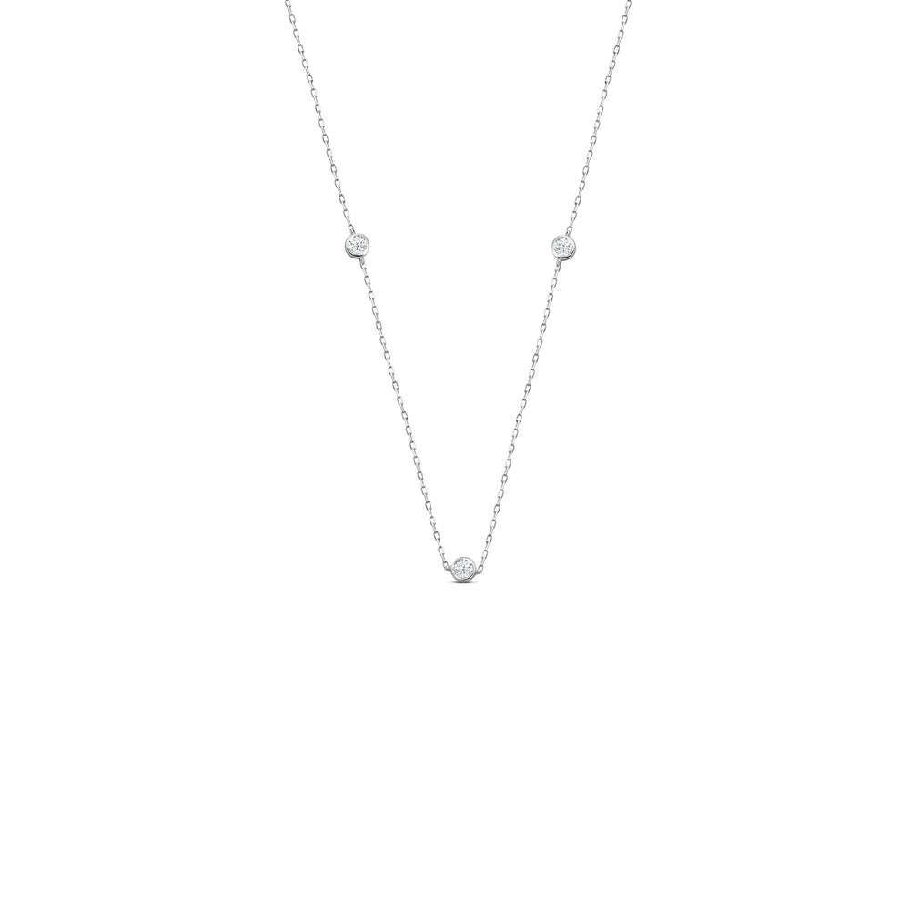 Five Stone Station Diamond Necklace with Lab Cut Diamond in 14KT White Gold view 1
