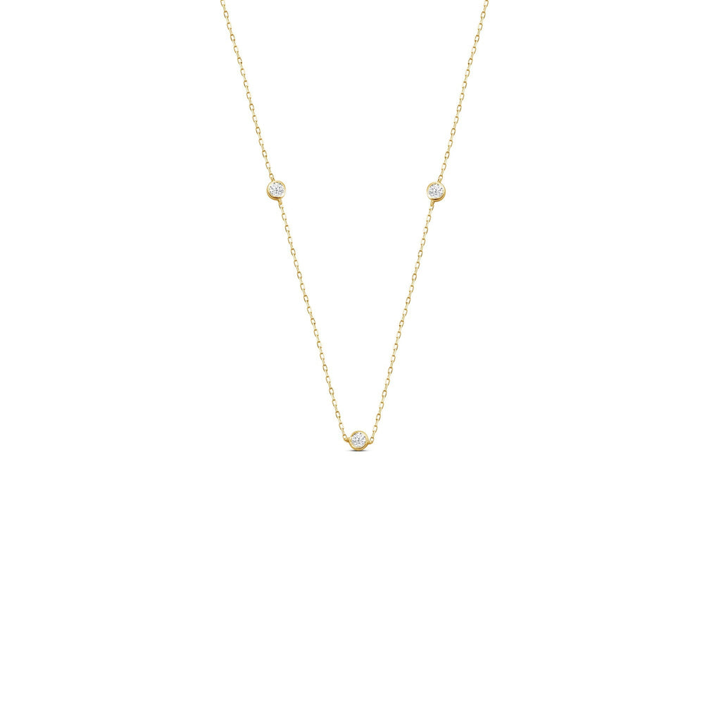 Five Stone Station Diamond Necklace with Lab Cut Diamond in 14KT Yellow Gold view 1
