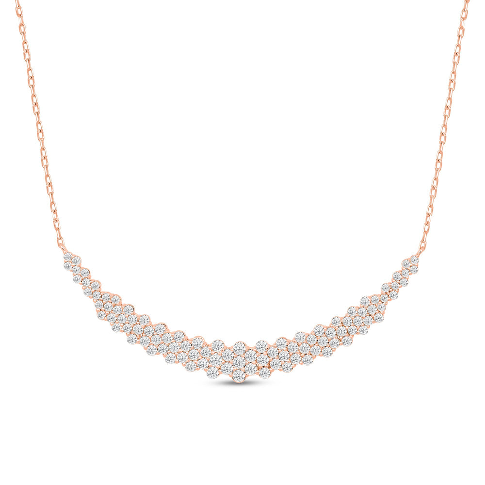 Diamond Cluster Mat Necklace with 14KT Rose Gold / Lab / 2 Cut Diamond in 14KT Rose Gold / Lab / 2 view 4

