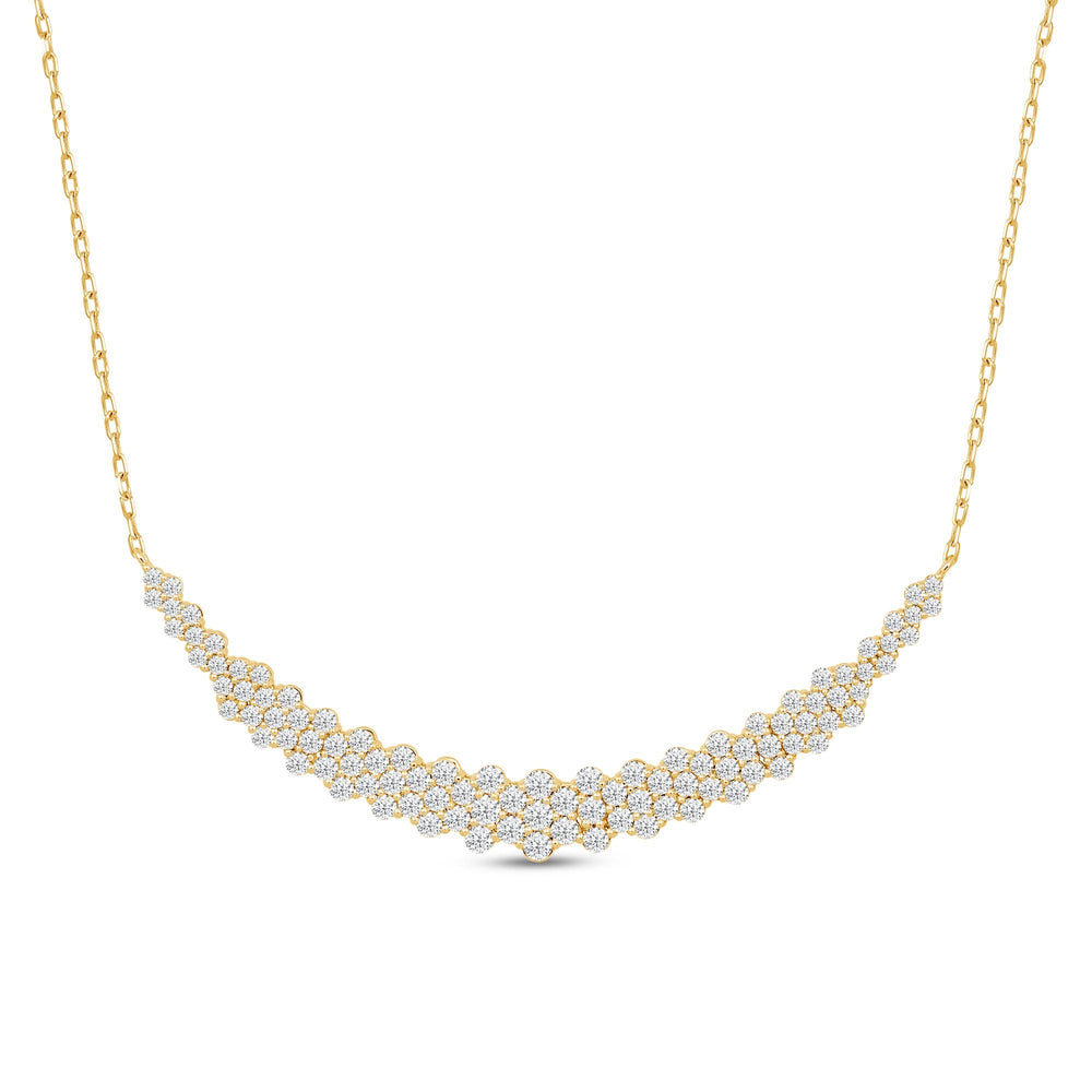 Diamond Cluster Mat Necklace with 14KT Yellow Gold / Lab / 2 Cut Diamond in 14KT Yellow Gold / Lab / 2 view 4
