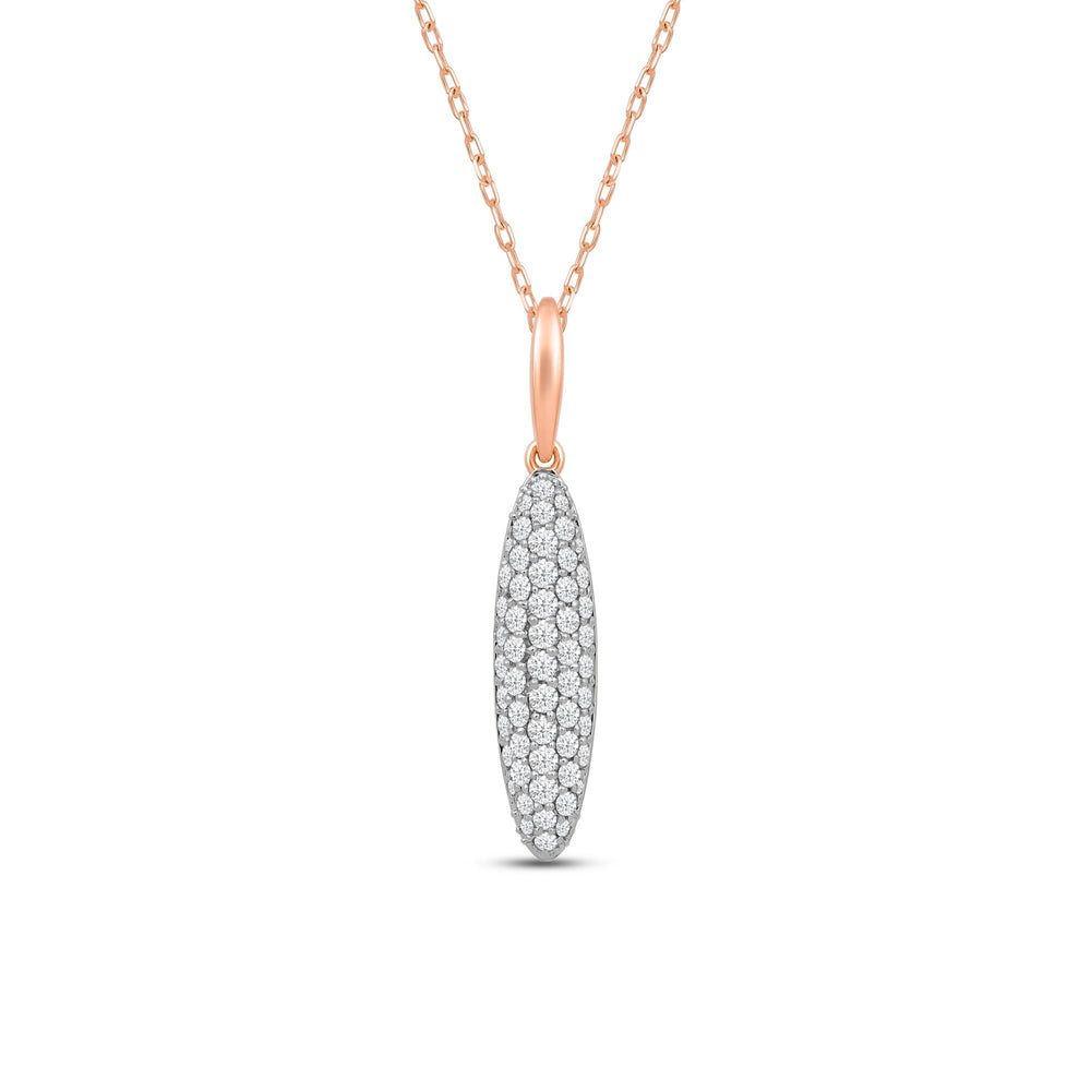 Domed Pave Elongated Oval Diamond Necklace with 14KT Rose Gold / Lab / 1 Cut Diamond in 14KT Rose Gold / Lab / 1 view 2
