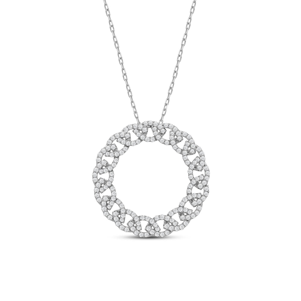Diamond Studded Braid Circle Pendant with 14KT White Gold / Lab / 1 1/2 Cut Diamond in 14KT White Gold / Lab / 1 1/2 view 2
