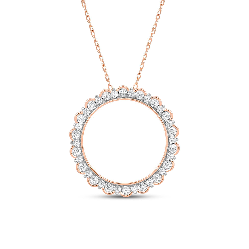 Circle Halo Pendant with 14KT Rose Gold / Lab / 1 1/2 Cut Diamond in 14KT Rose Gold / Lab / 1 1/2 view 2
