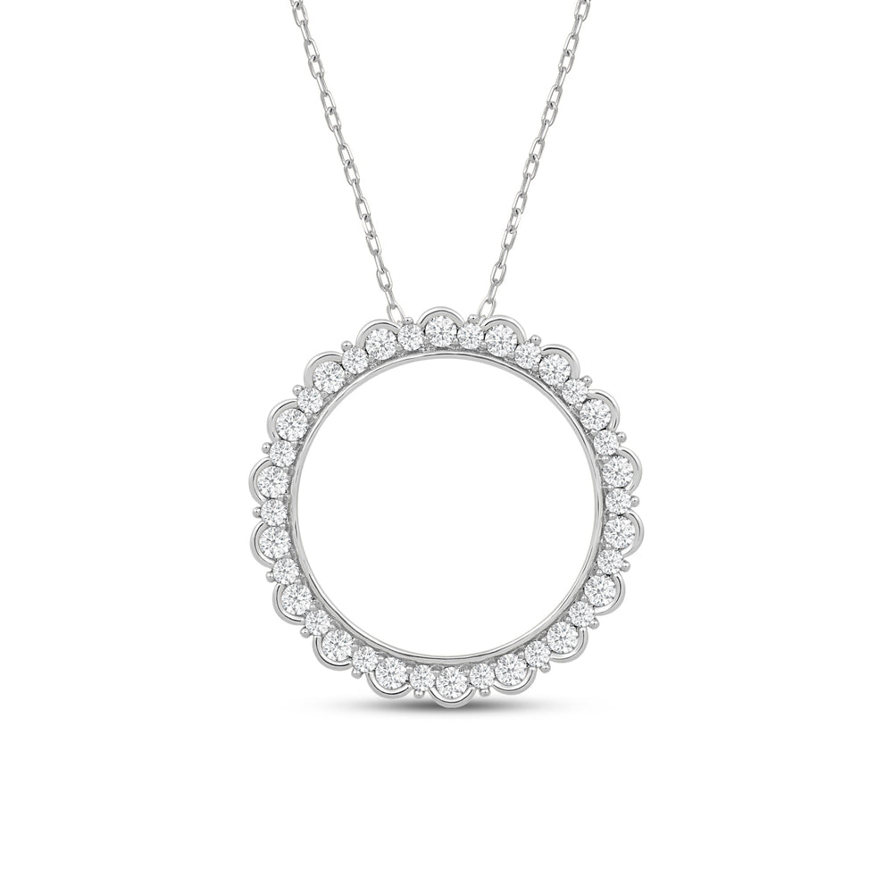 Circle Halo Pendant with 14KT White Gold / Lab / 1 1/2 Cut Diamond in 14KT White Gold / Lab / 1 1/2 view 2
