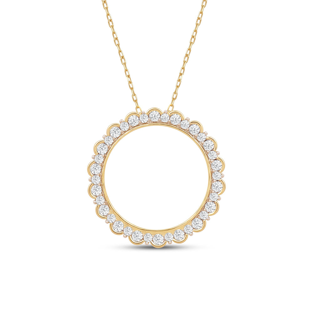 Circle Halo Pendant with 14KT Yellow Gold / Lab / 1 1/2 Cut Diamond in 14KT Yellow Gold / Lab / 1 1/2 view 2
