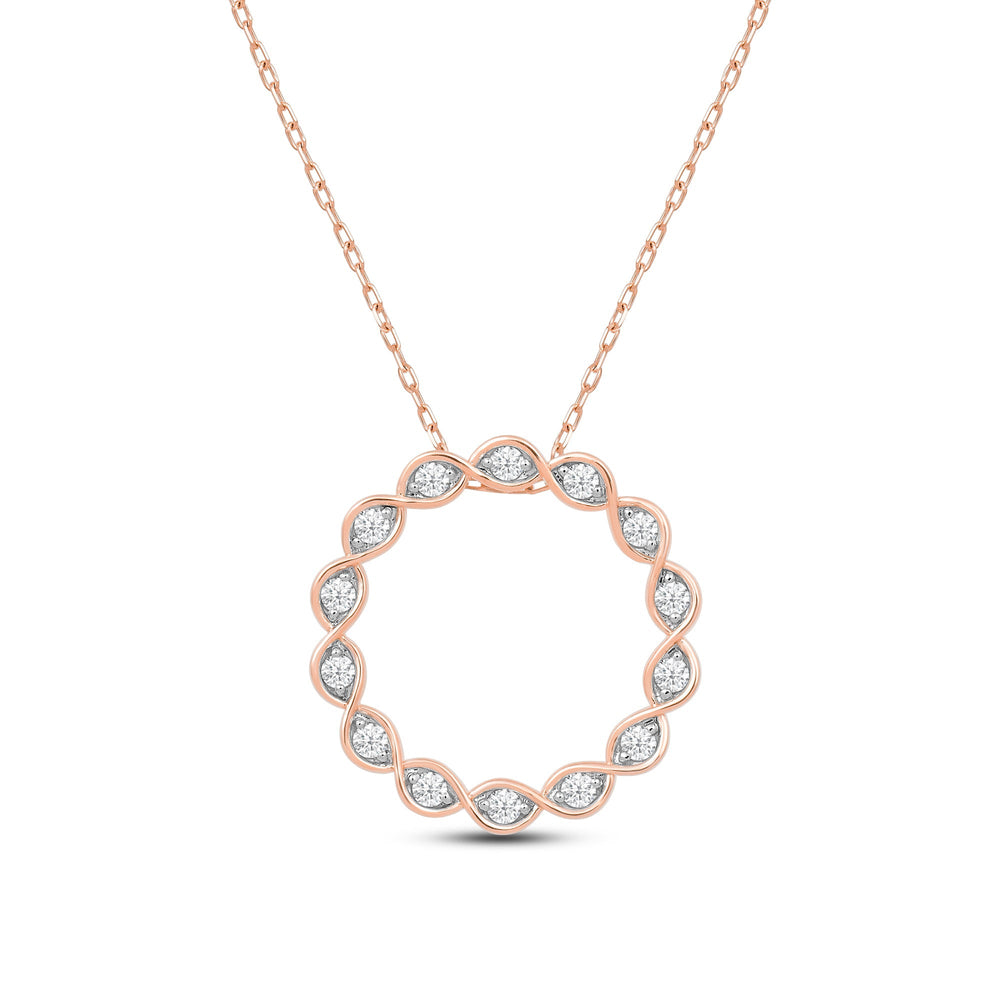 Braided Diamond Circle Pendant with 14KT Rose Gold / Lab / 1/2 Cut Diamond in 14KT Rose Gold / Lab / 1/2 view 4

