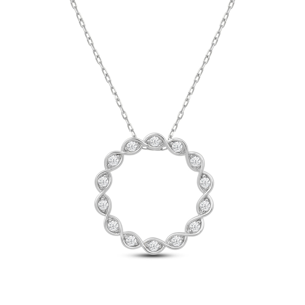 Braided Diamond Circle Pendant with 14KT White Gold / Lab / 1/2 Cut Diamond in 14KT White Gold / Lab / 1/2 view 4
