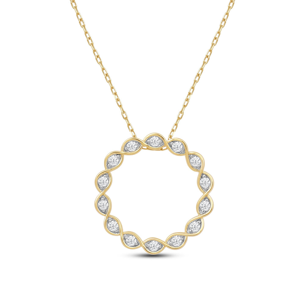 Braided Diamond Circle Pendant with 14KT Yellow Gold / Lab / 1/2 Cut Diamond in 14KT Yellow Gold / Lab / 1/2 view 4
