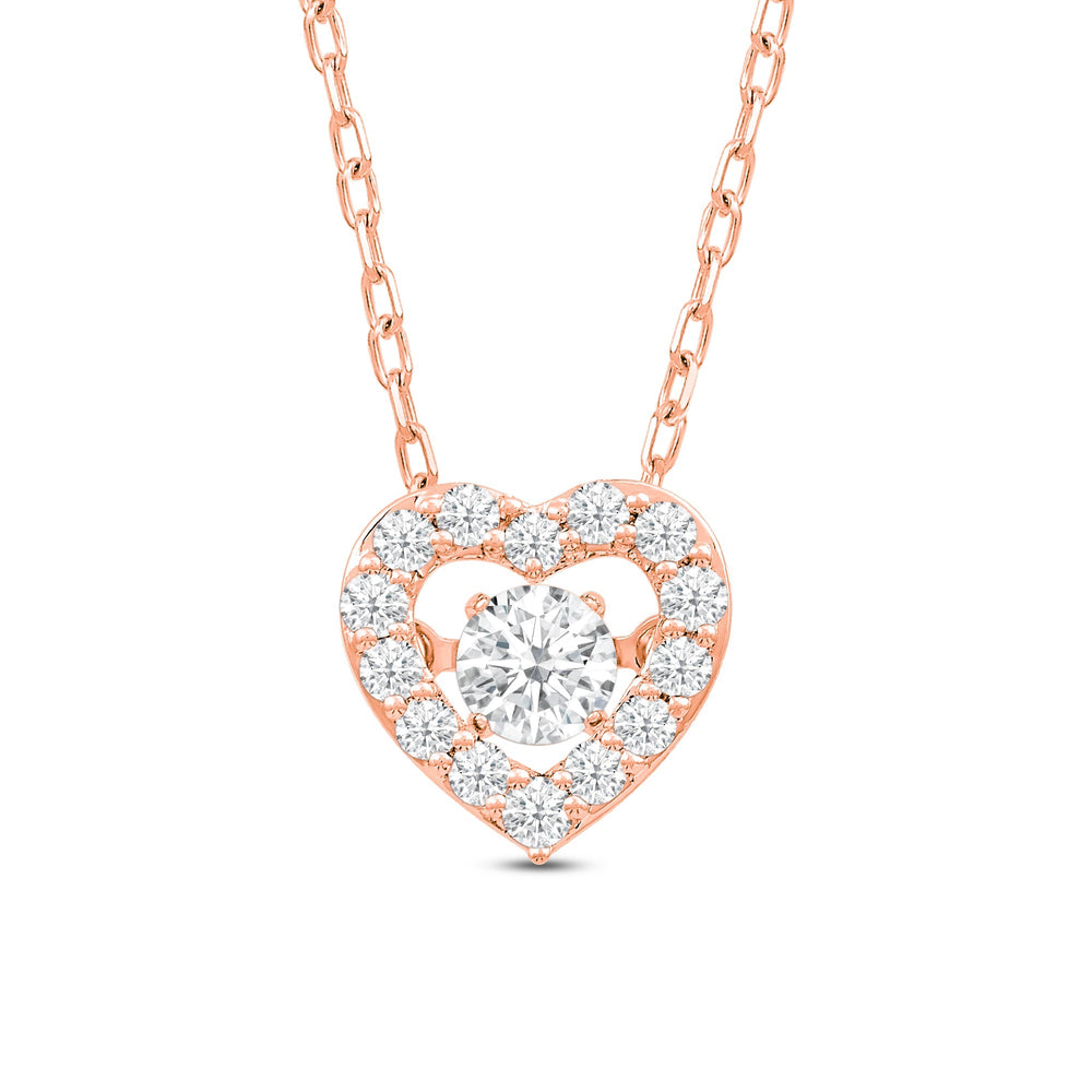 Dancing Diamonds Heart Necklace with 14KT Rose Gold / Lab / 1/4 Cut Diamond in 14KT Rose Gold / Lab / 1/4 view 2
