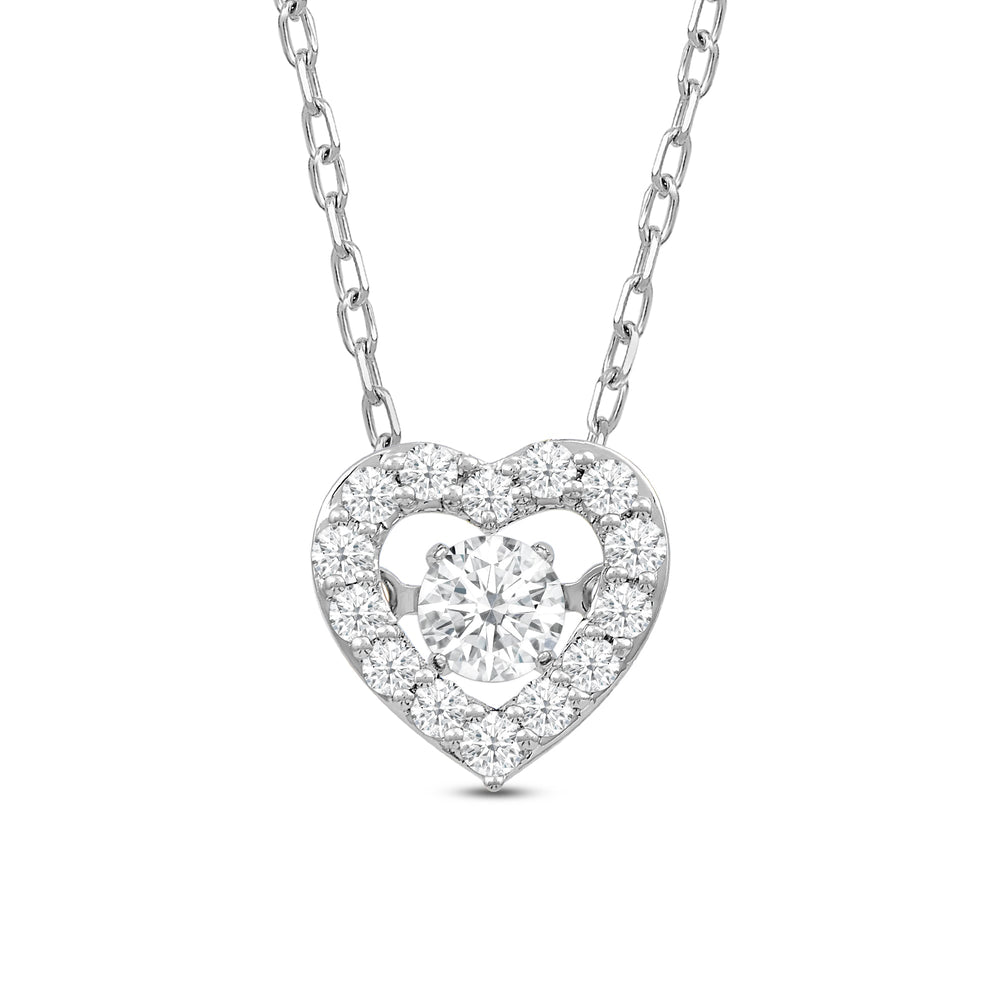 Dancing Diamonds Heart Necklace with 14KT White Gold / Lab / 1/4 Cut Diamond in 14KT White Gold / Lab / 1/4 view 2

