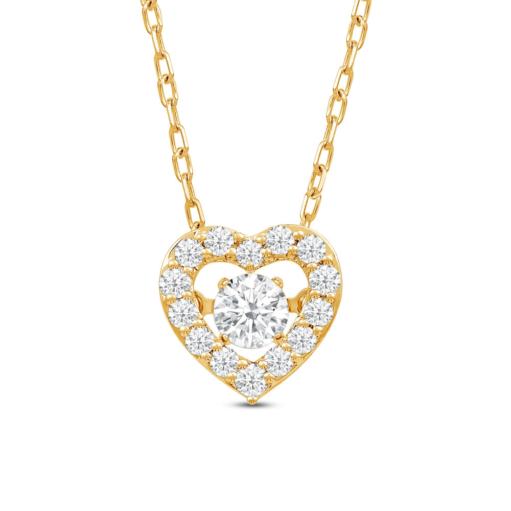 Dancing Diamonds Heart Necklace with 14KT Yellow Gold / Lab / 1/4 Cut Diamond in 14KT Yellow Gold / Lab / 1/4 view 2
