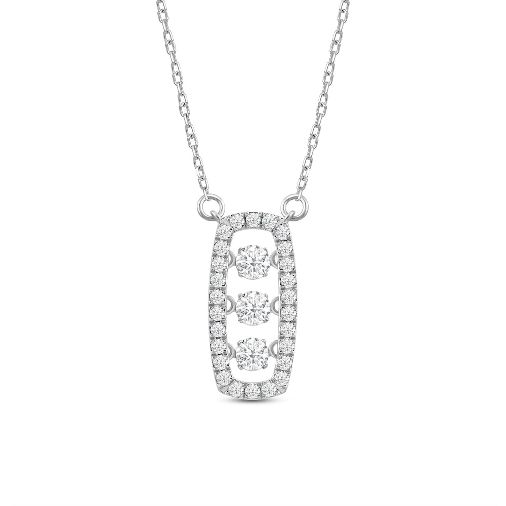 Three Dancing Diamonds Elongated Cushion Necklace with 14KT White Gold / Lab / 5/8 Cut Diamond in 14KT White Gold / Lab / 5/8 view 2

