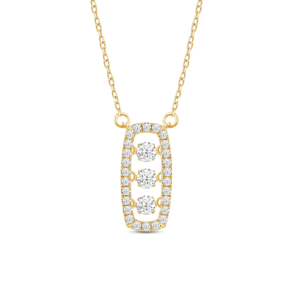 Three Dancing Diamonds Elongated Cushion Necklace with 14KT Yellow Gold / Lab / 5/8 Cut Diamond in 14KT Yellow Gold / Lab / 5/8 view 2
