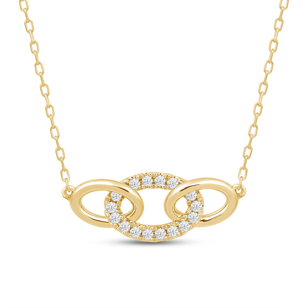 East West Oval Link Necklace with 14KT Yellow Gold / Lab / 1/6 Cut Diamond in 14KT Yellow Gold / Lab / 1/6 view 4
