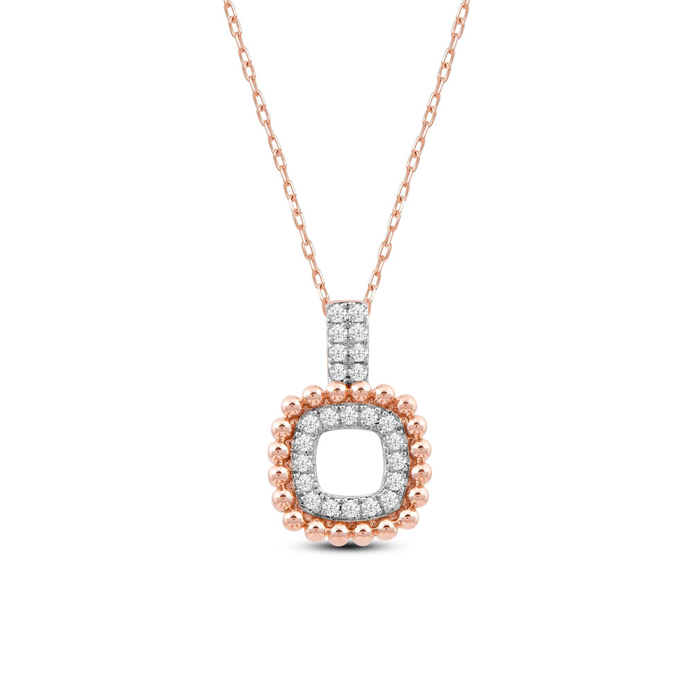 Beads and Diamonds Cushion Fashion Pendant with 14KT Rose Gold / Lab / 1/4 Cut Diamond in 14KT Rose Gold / Lab / 1/4 view 2
