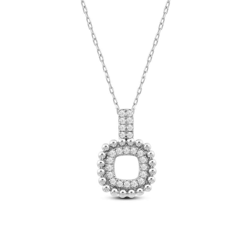Beads and Diamonds Cushion Fashion Pendant with 14KT White Gold / Lab / 1/4 Cut Diamond in 14KT White Gold / Lab / 1/4 view 2
