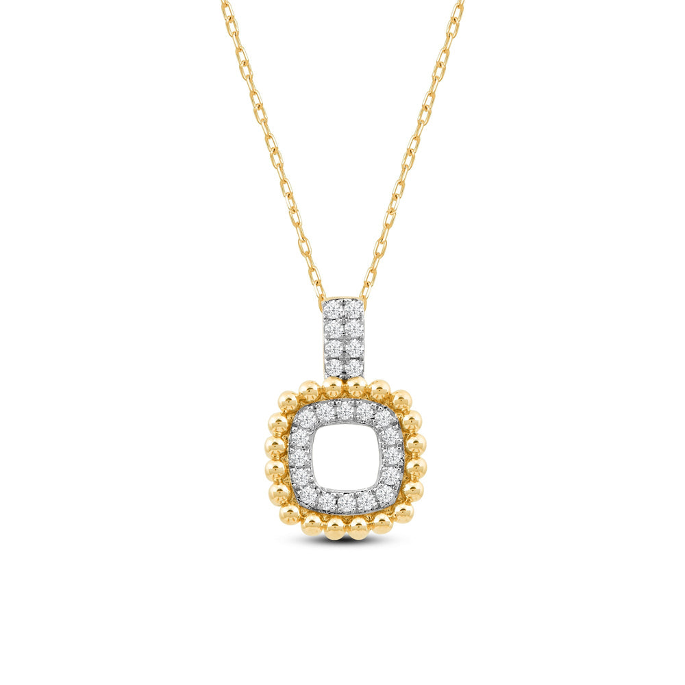 Beads and Diamonds Cushion Fashion Pendant with 14KT Yellow Gold / Lab / 1/4 Cut Diamond in 14KT Yellow Gold / Lab / 1/4 view 2
