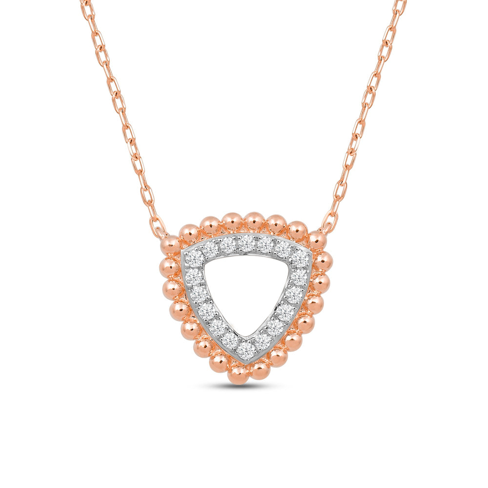 Triangle Shape Beads and Pave Diamond Necklace with 14KT Rose Gold / Lab / 1/6 Cut Diamond in 14KT Rose Gold / Lab / 1/6 view 4
