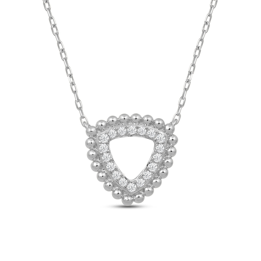 Triangle Shape Beads and Pave Diamond Necklace with 14KT White Gold / Lab / 1/6 Cut Diamond in 14KT White Gold / Lab / 1/6 view 4
