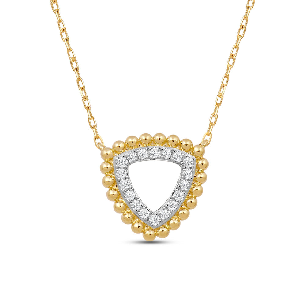 Triangle Shape Beads and Pave Diamond Necklace with 14KT Yellow Gold / Lab / 1/6 Cut Diamond in 14KT Yellow Gold / Lab / 1/6 view 4
