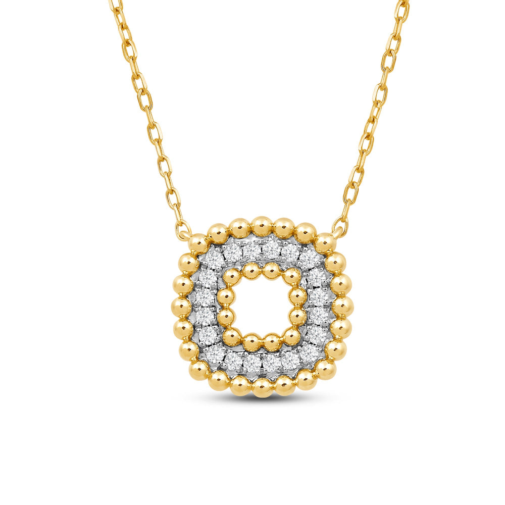 Cushion Shape Beads and Pave Diamond Necklace with 14KT Yellow Gold / Lab / 1/5 Cut Diamond in 14KT Yellow Gold / Lab / 1/5 view 4
