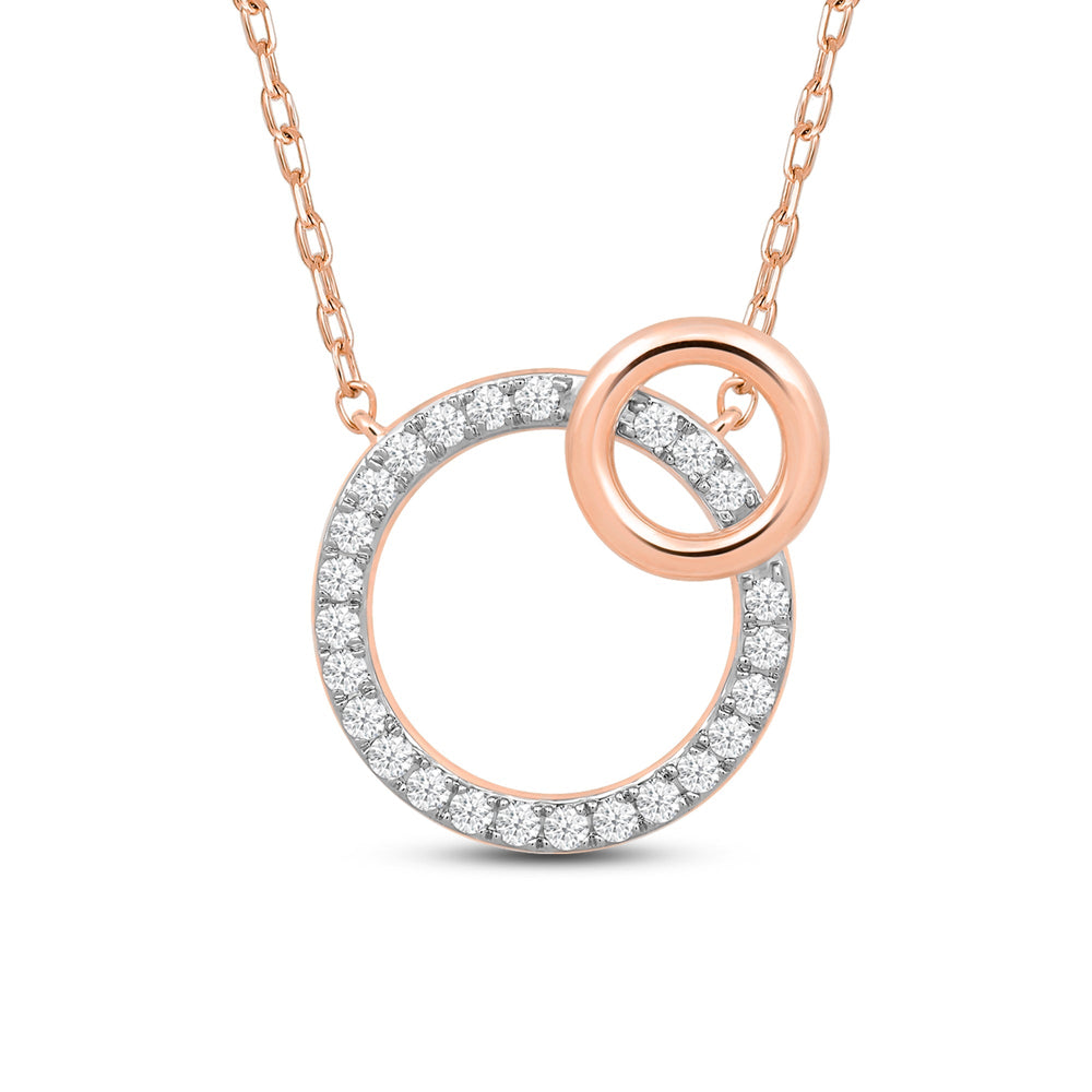 Twin Circle Pendant with 14KT Rose Gold / Lab / 1/4 Cut Diamond in 14KT Rose Gold / Lab / 1/4 view 2
