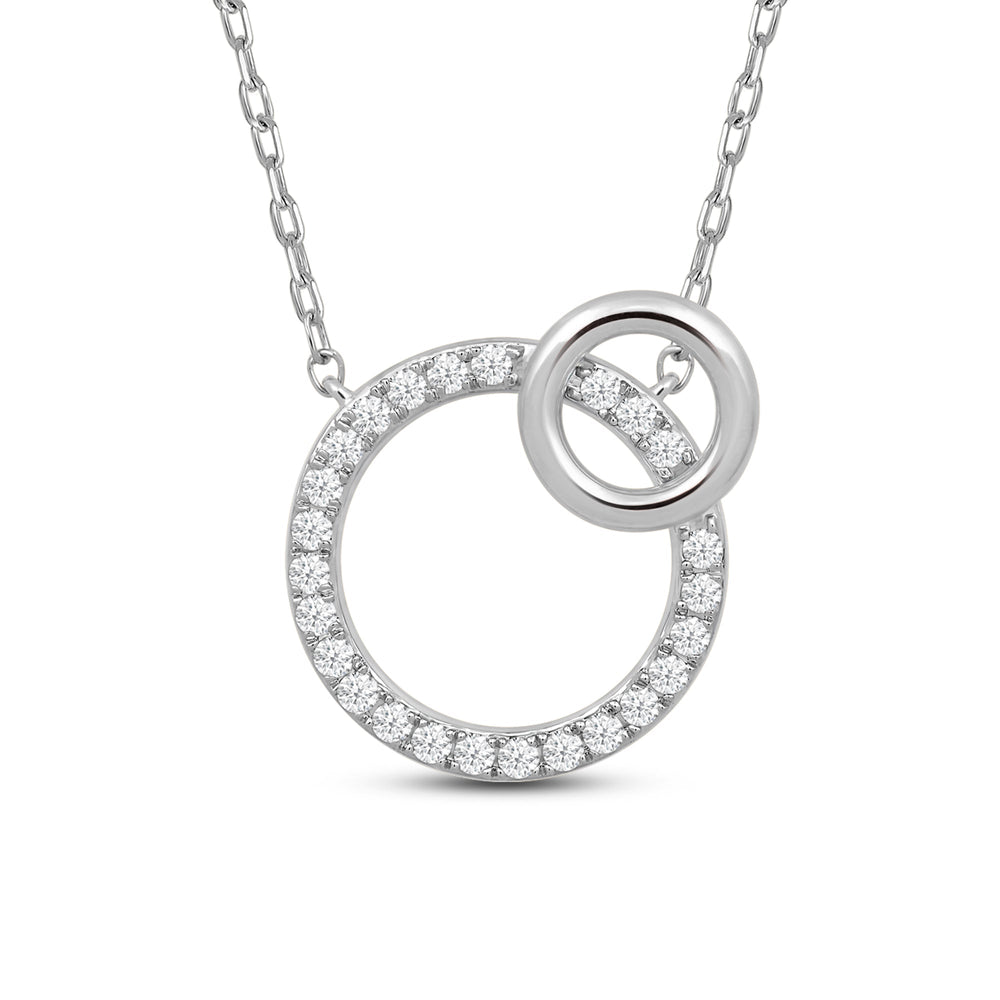 Twin Circle Pendant with 14KT White Gold / Lab / 1/4 Cut Diamond in 14KT White Gold / Lab / 1/4 view 2
