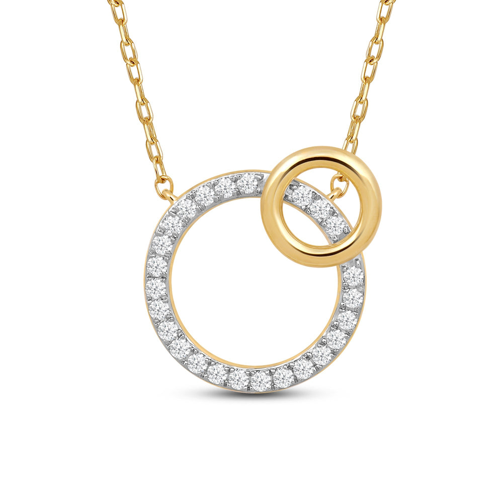Twin Circle Pendant with 14KT Yellow Gold / Lab / 1/4 Cut Diamond in 14KT Yellow Gold / Lab / 1/4 view 2

