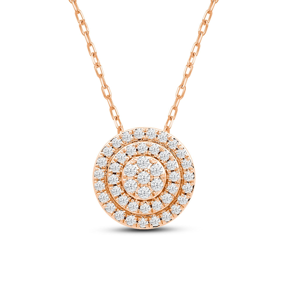 Double Halo Cluster Pendant with 14KT Rose Gold / Lab / 1/2 Cut Diamond in 14KT Rose Gold / Lab / 1/2 view 2

