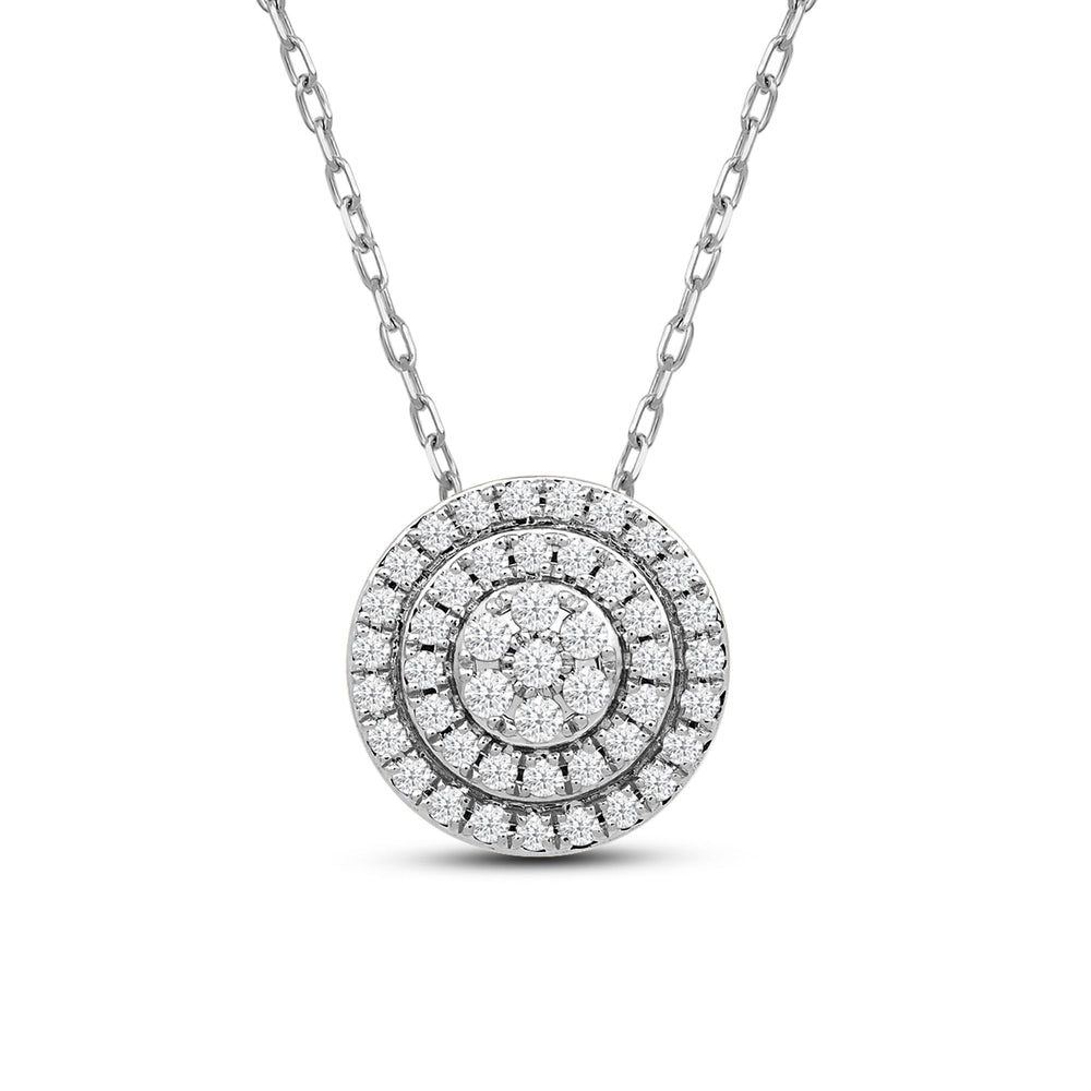 Double Halo Cluster Pendant with 14KT White Gold / Lab / 1/2 Cut Diamond in 14KT White Gold / Lab / 1/2 view 2
