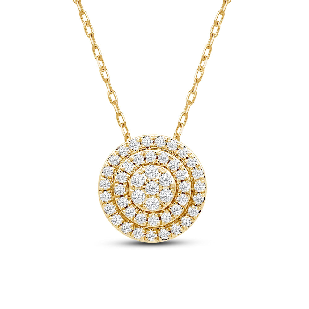 Double Halo Cluster Pendant with 14KT Yellow Gold / Lab / 1/2 Cut Diamond in 14KT Yellow Gold / Lab / 1/2 view 2

