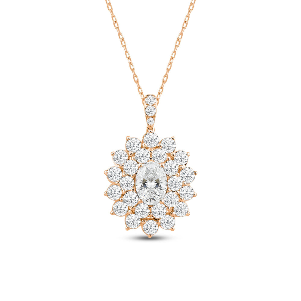 Flower Cluster Diamond Pendant with 14KT Rose Gold / Lab / 3 1/8 Cut Diamond in 14KT Rose Gold / Lab / 3 1/8 view 4
